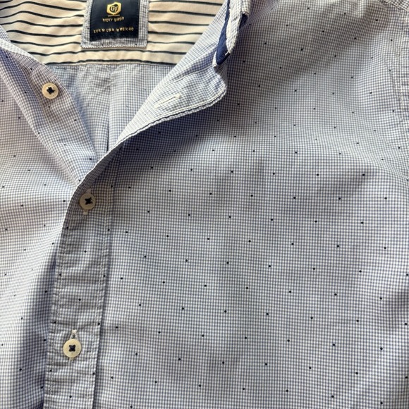 Denim and Flower Ricky Singh Blue Check & Dot Button Up Long sleeve Size Medium - Picture 7 of 10